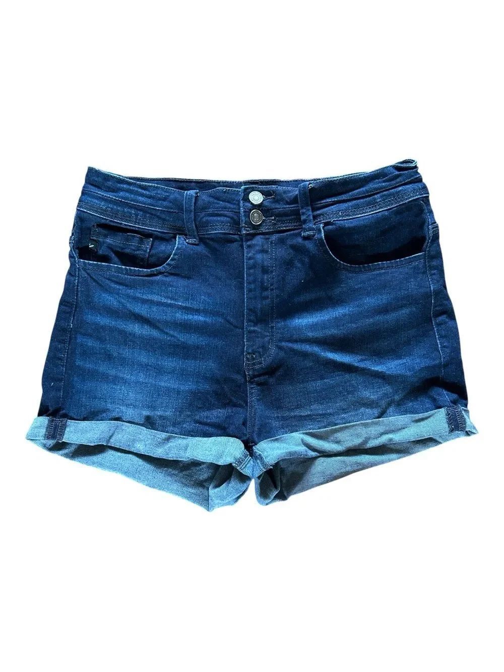 KanCan Dark Wash Cuffed Jean Shorts